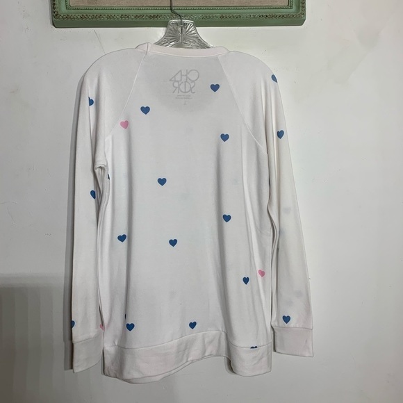 CHASER heart print soft pullover sweatshirt Large white new with tag nwt - Picture 5 of 7